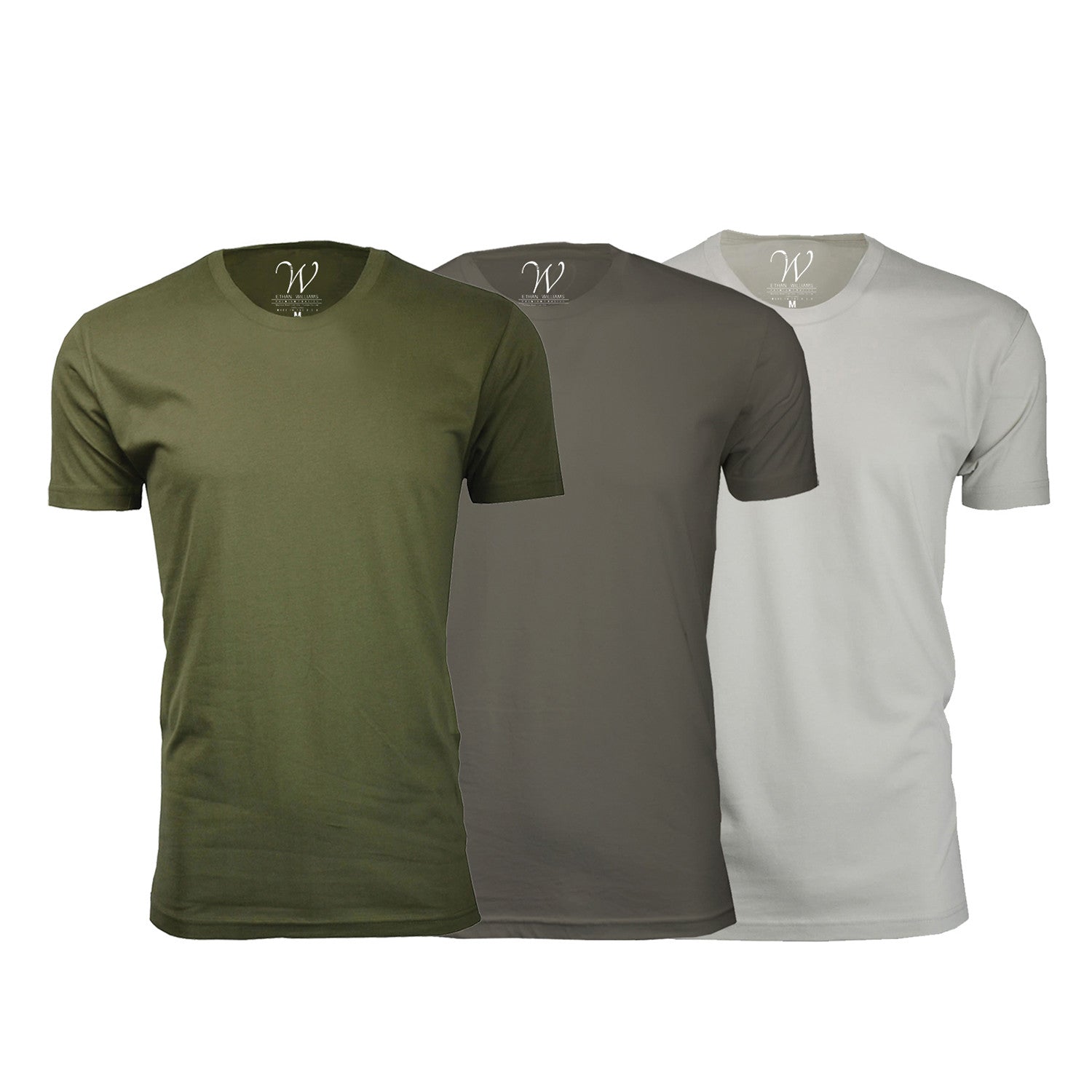 Ultra Soft Sueded Crew-Neck // Military Green + Stone + Sand // Pack of 3