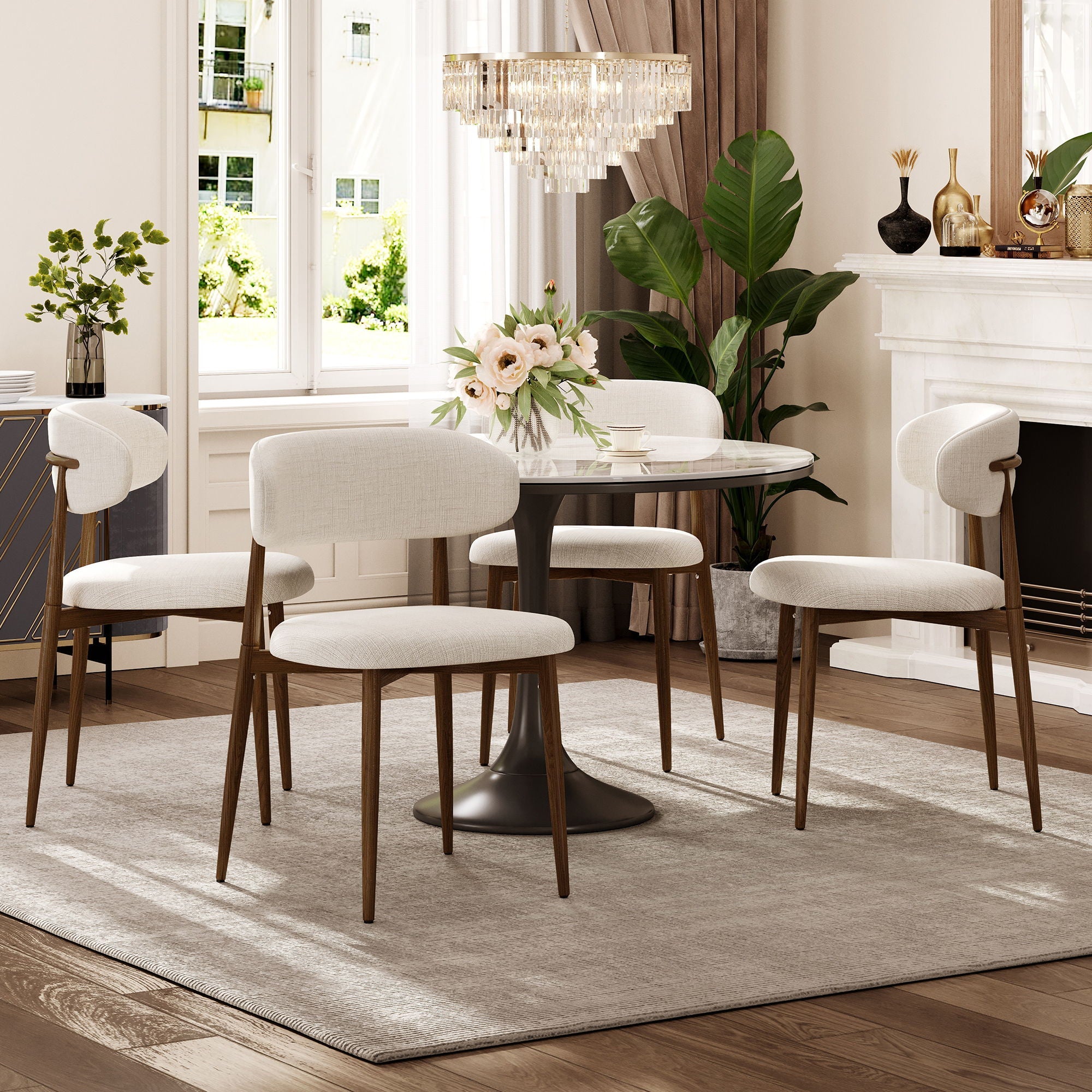Upholstered Dining Chairs (Set of 2) - Beige