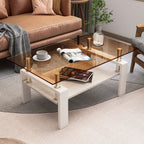 Modern Rectangular Coffee Table With Tempered Transparent