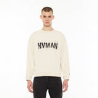 Hvman's Crewneck Sweater "Hvman Diamonds" in Winter White