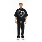 Hvman's Oversized Heavyweight Novelty Tee "Heart" in Black