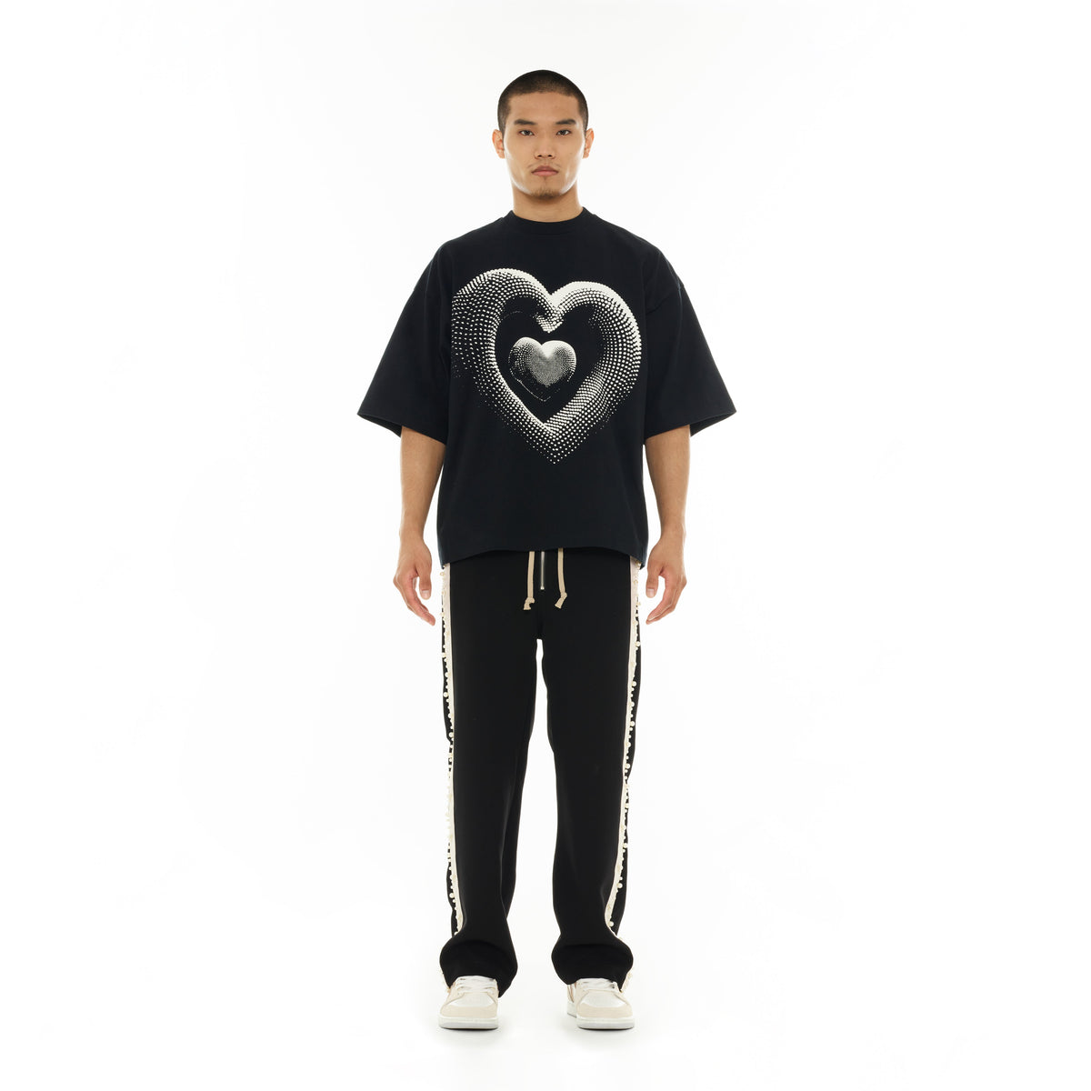 Hvman's Oversized Heavyweight Novelty Tee "Heart" in Black