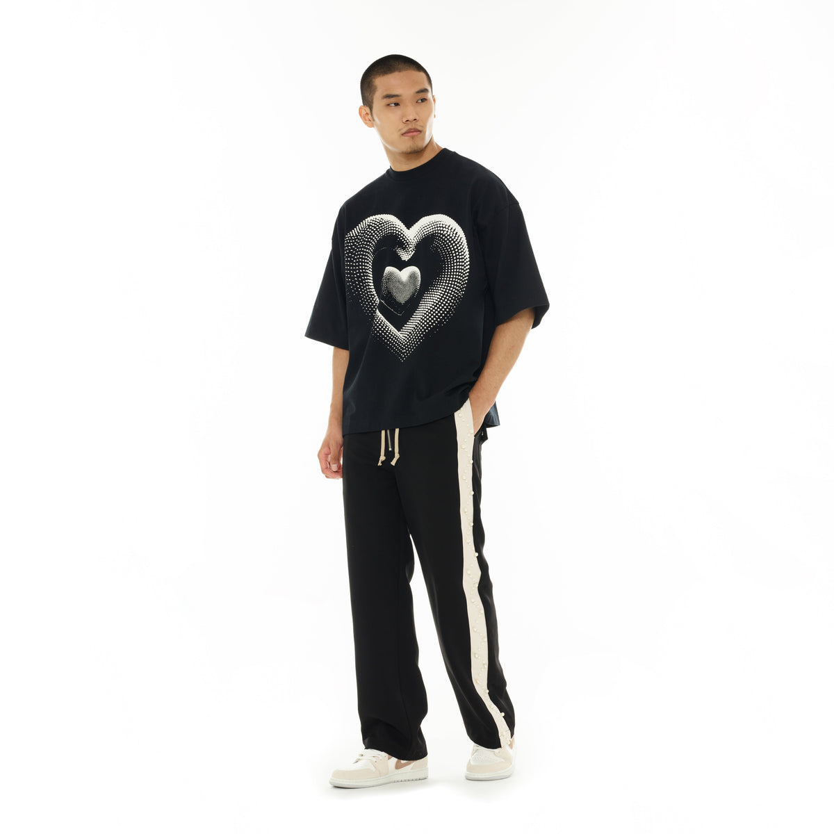 Hvman's Oversized Heavyweight Novelty Tee "Heart" in Black