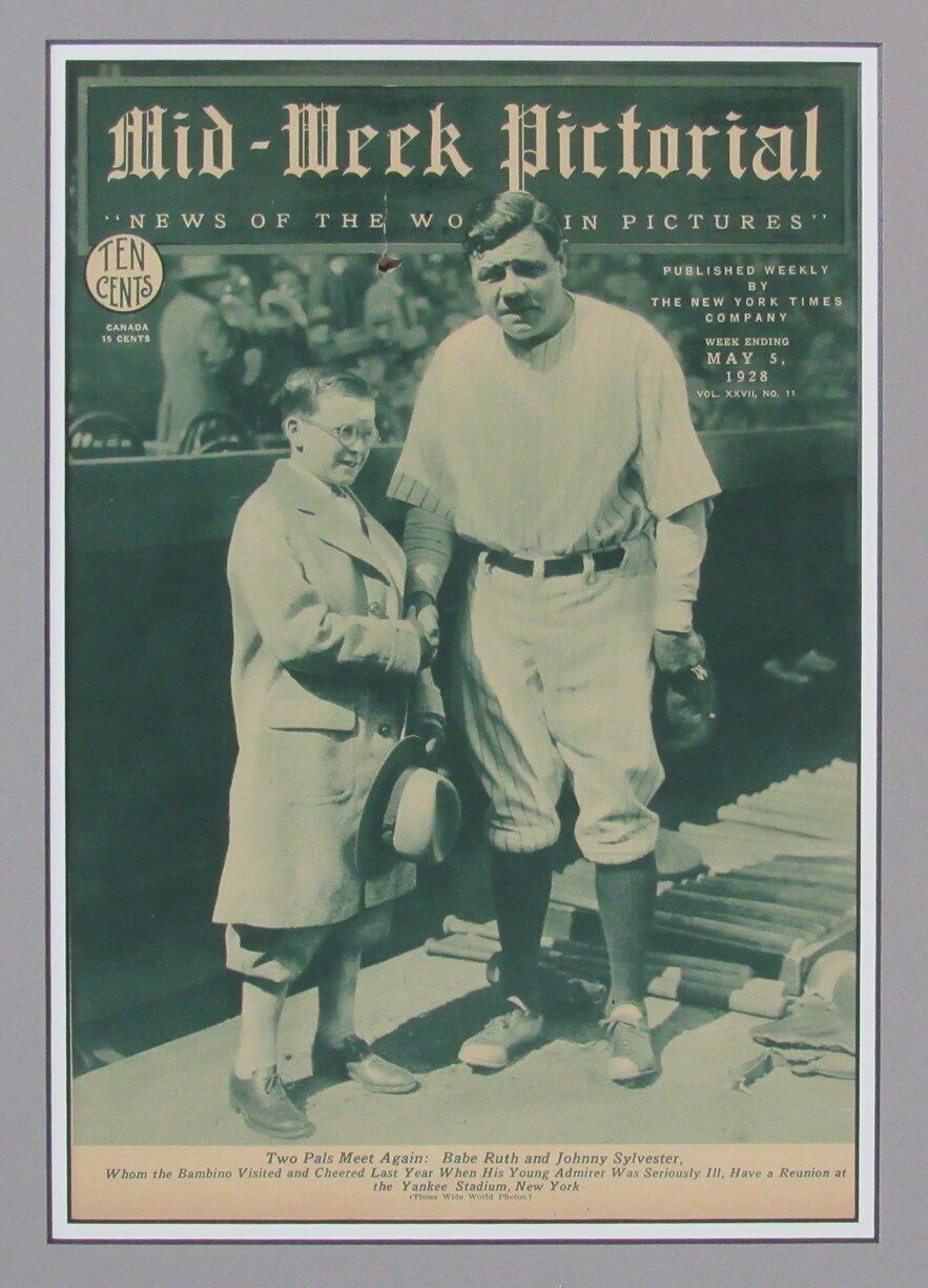 Mid-Week Pictorial Newspaper May 5, 1928 Babe Ruth New York Yankees Framed