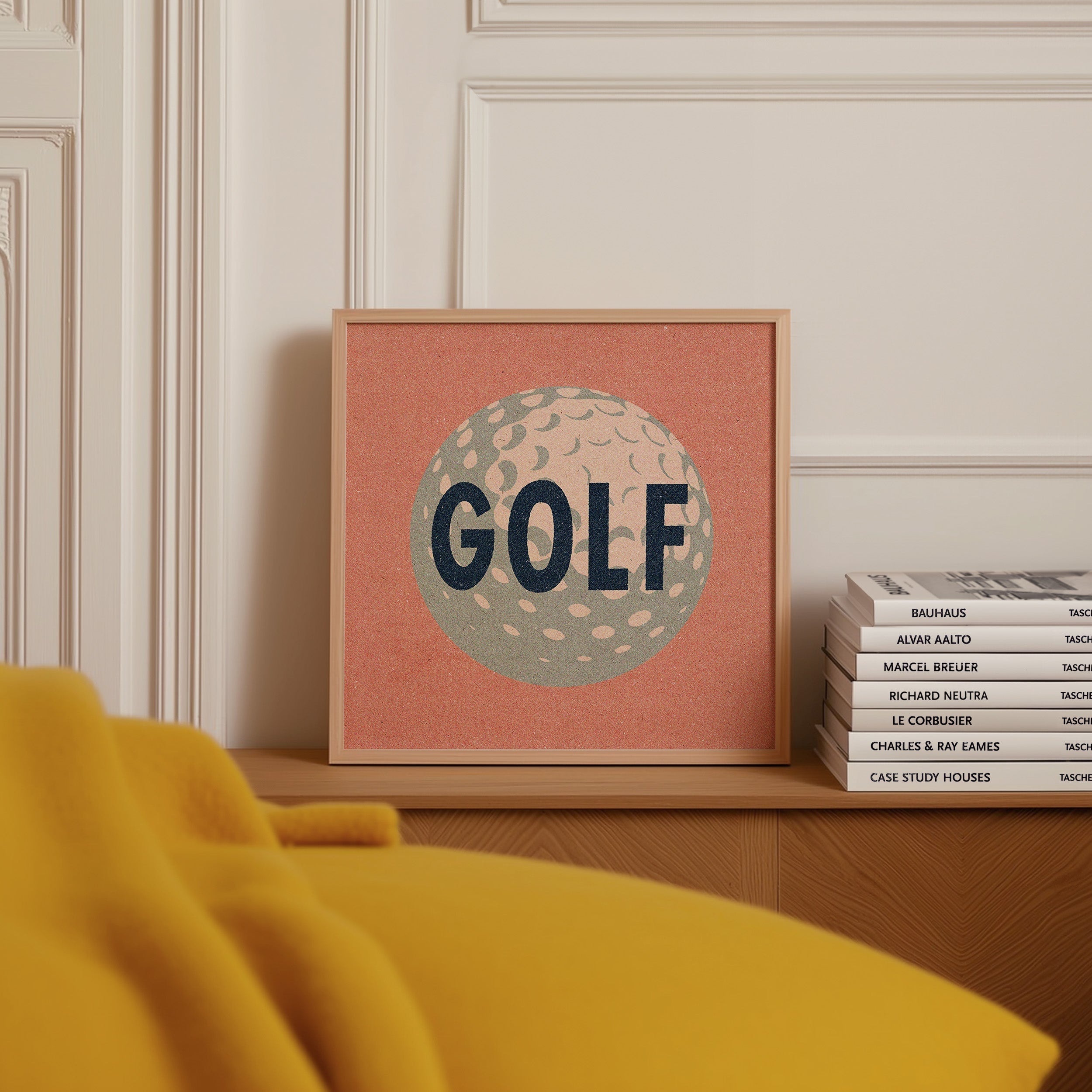 Retro Golf Ball Art Print Salmon Pink