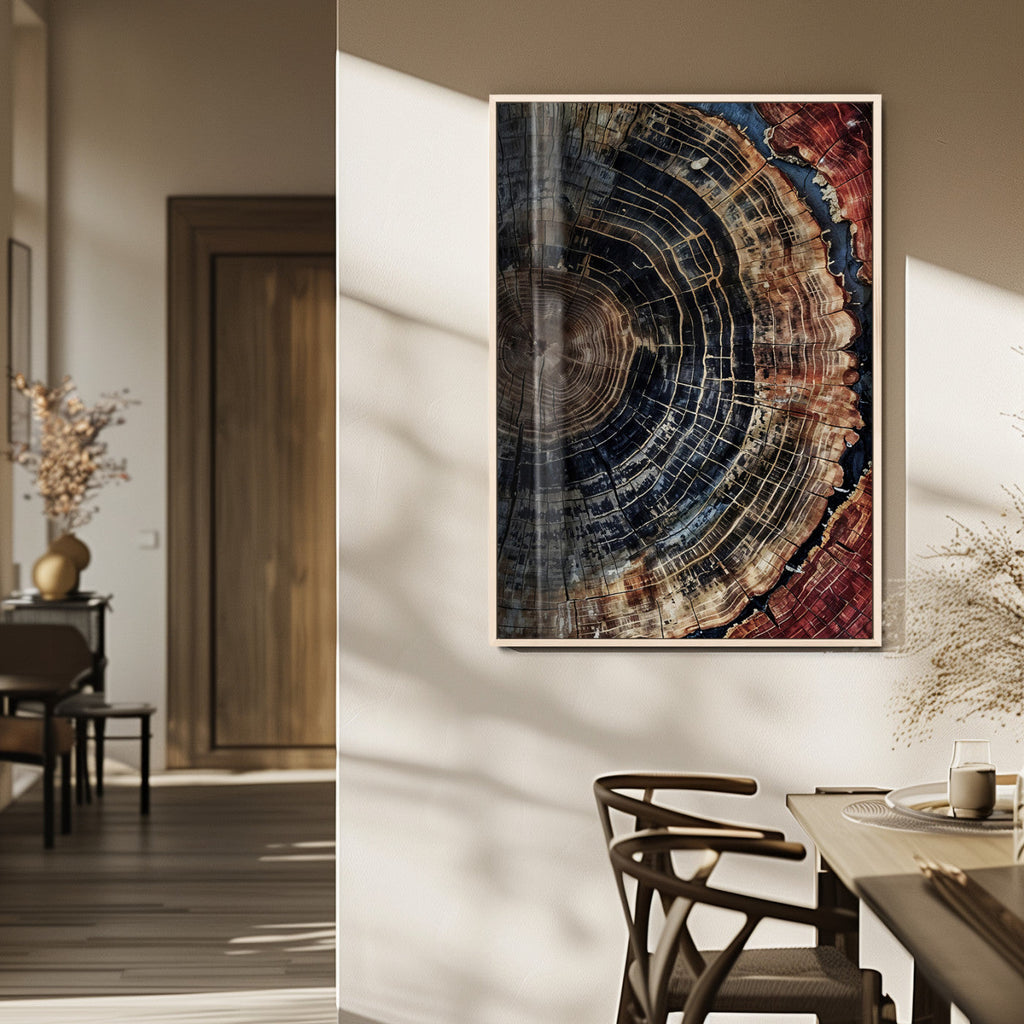 Tree Rings Wall Art Canvas Print | Framed Rustic Wood Grain