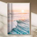 Pastel Ocean Wall Art, Serene Sea Waves, Tranquil Coastal Landscape Canvas Print
