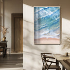 Aerial Ocean Waves Wall Art | Framed Tranquil Beach Canvas