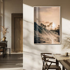 Sunset Wave Ocean Wall Art | Framed Palm Tree Canvas