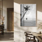 Black White Palm Tree Wall Art | Framed Ocean View Canvas