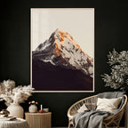 Golden Peak Mountain Wall Art Canvas Print, Minimal Alpine Landscape