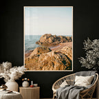 Rocky Coastline Wall Art Canvas Print, Minimal Coastal Landscape