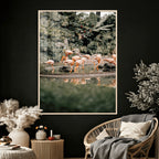 Flamingo Wall Art Canvas Print, Tropical Wildlife Scene