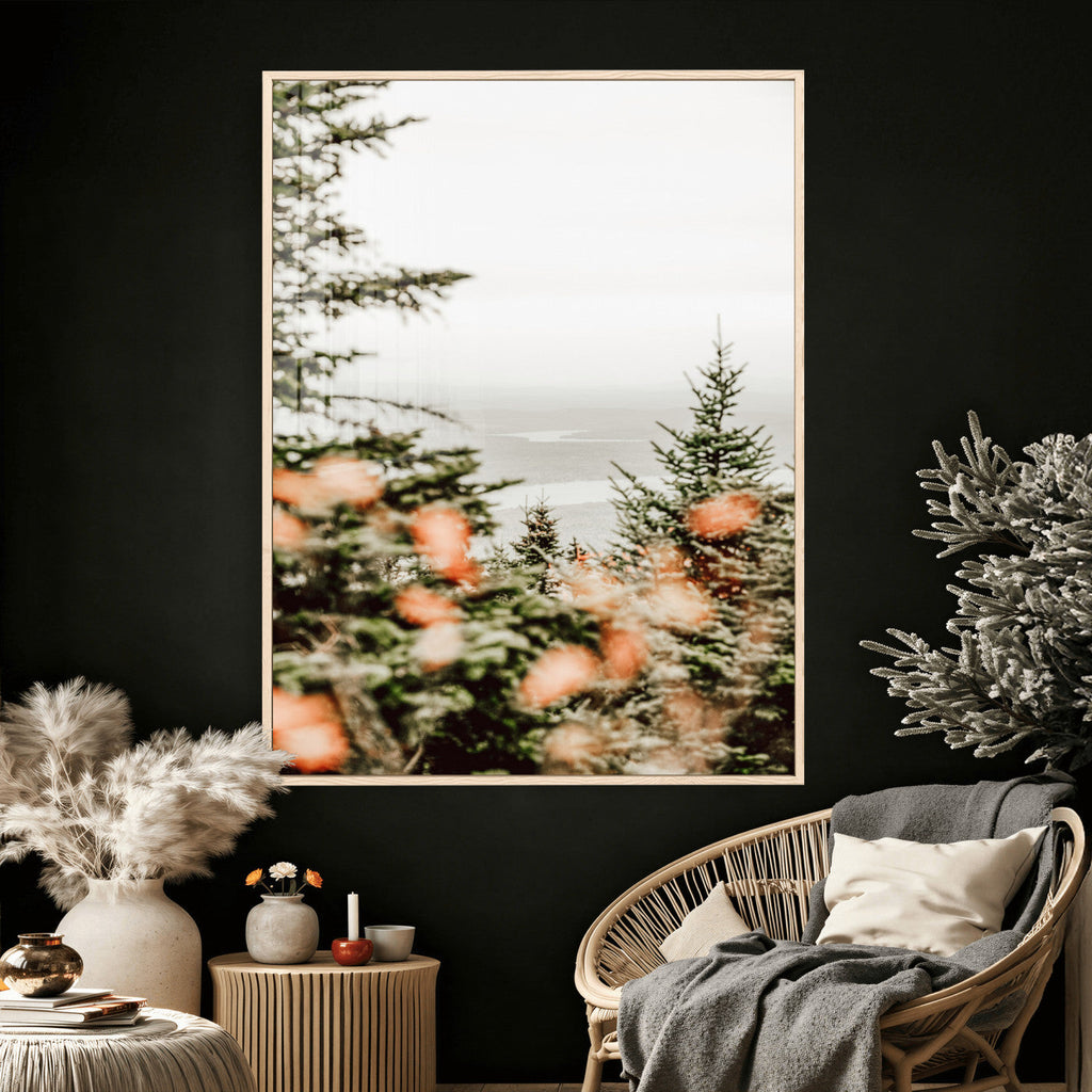 Fall Forest Wall Art Canvas Print | Soft Evergreen Woodland