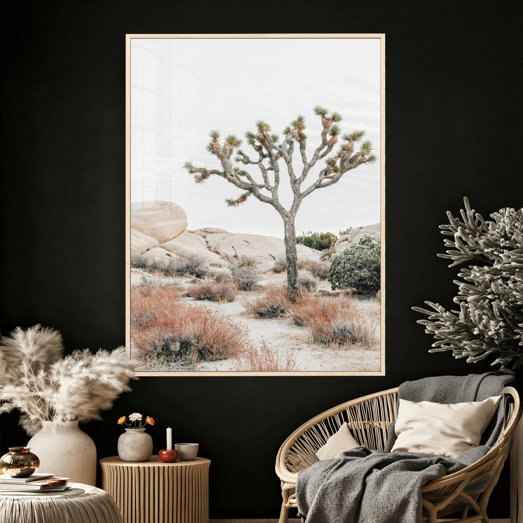 Joshua Tree Desert Wall Art Canvas Print, Minimal Southwest Landscape