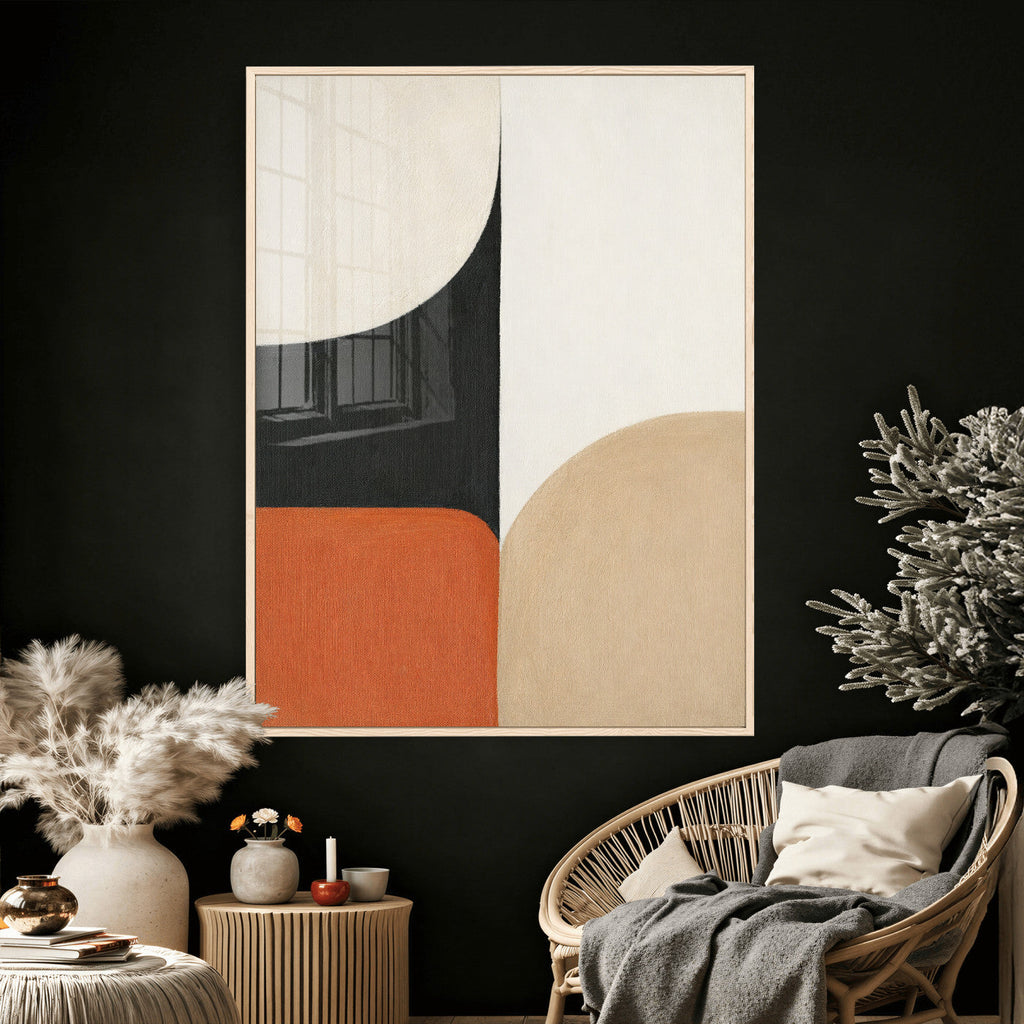 Geometric Abstract Wall Art Canvas Print, Orange Blue