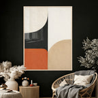 Geometric Abstract Wall Art Canvas Print, Orange Blue