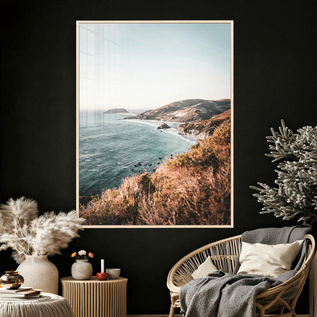 Coastal Cliffs Canvas Wall Art, Ocean Shoreline Photography