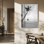 Black White Palm Tree Wall Art | Framed Ocean View Canvas