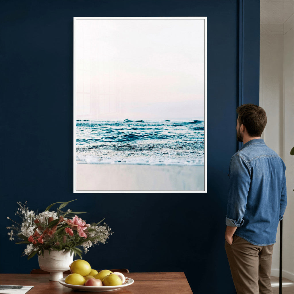 Ocean Wave Wall Art Canvas Print, Minimal Seascape