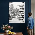Winter Pine Forest Wall Art Canvas Print, Minimal Winter Landscape