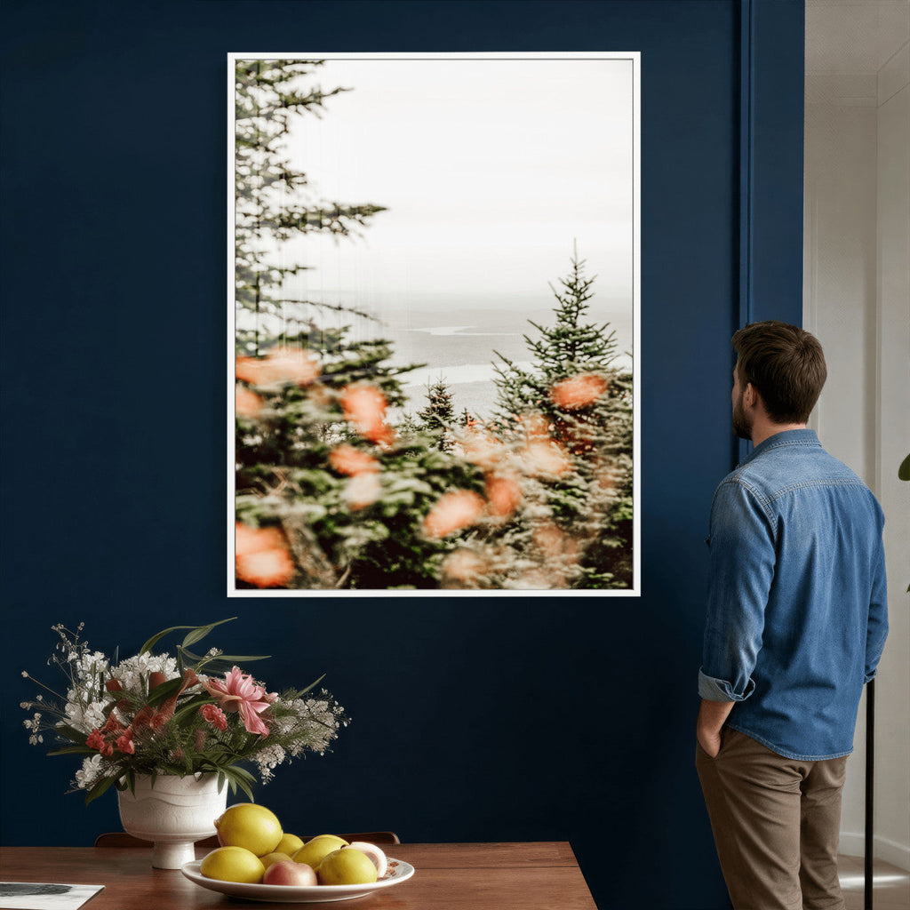 Fall Forest Wall Art Canvas Print | Soft Evergreen Woodland