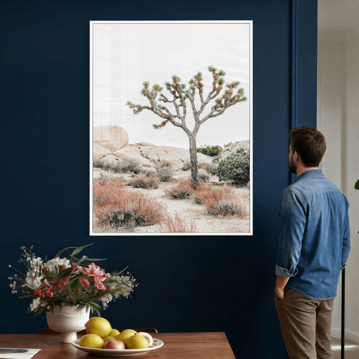 Joshua Tree Desert Wall Art Canvas Print, Minimal Southwest Landscape
