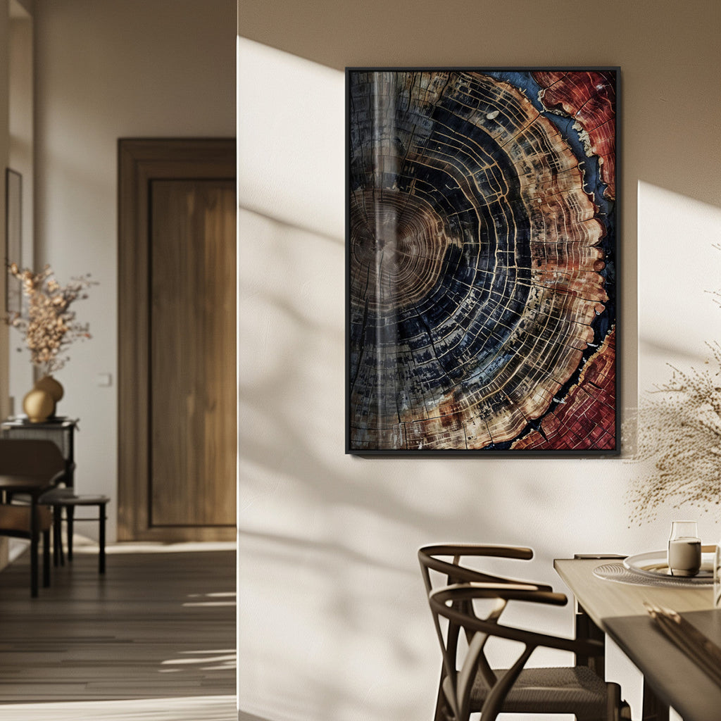 Tree Rings Wall Art Canvas Print | Framed Rustic Wood Grain