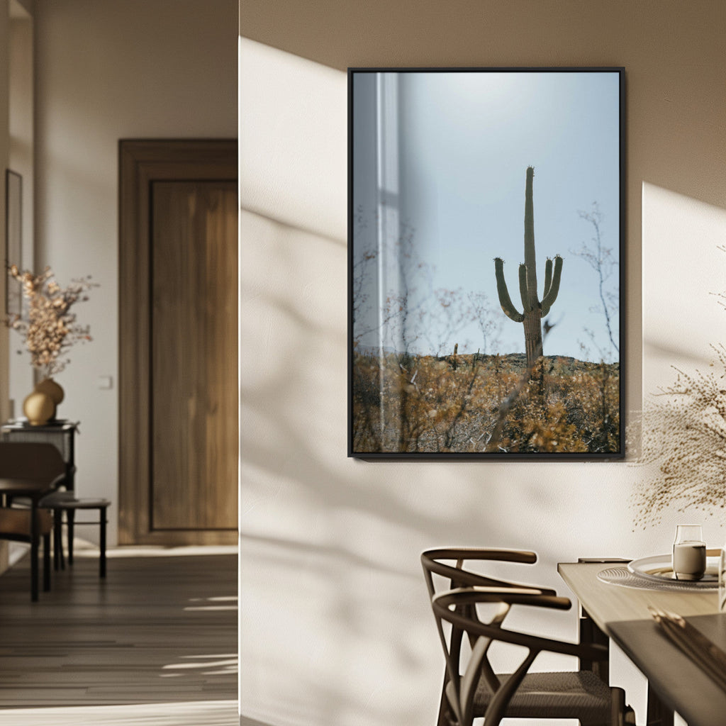 Saguaro Cactus Wall Art Canvas Print, Framed Desert Landscape Art, Southwestern Boho Decor