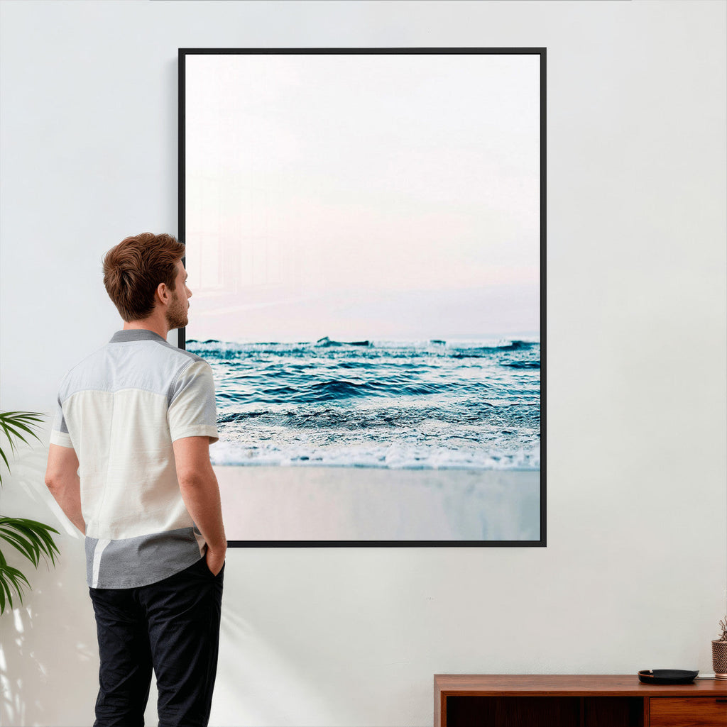 Ocean Wave Wall Art Canvas Print, Minimal Seascape