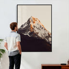 Golden Peak Mountain Wall Art Canvas Print, Minimal Alpine Landscape