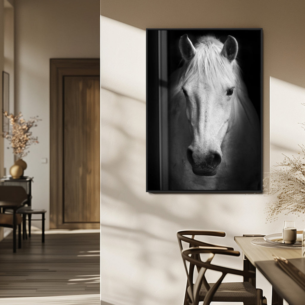 Large Wall Art White Horse Canvas Print