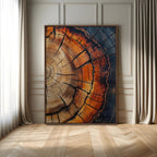 Rustic Wood Wall Art Canvas Print, Framed Tree Rings Nature Art, Earthy Tones Modern Rustic Decor