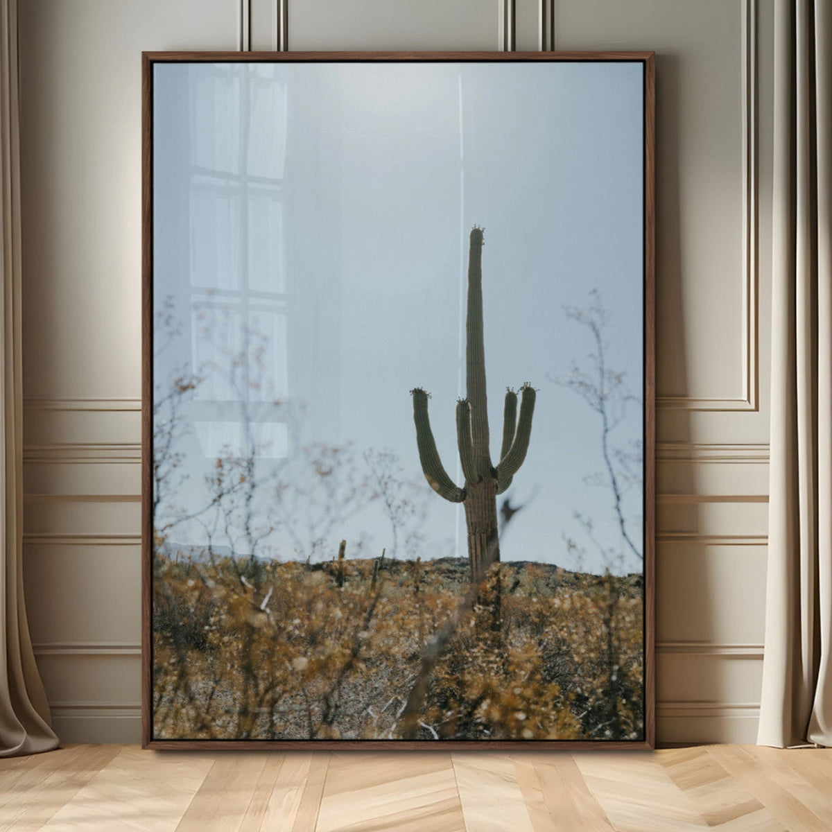 Saguaro Cactus Wall Art Canvas Print, Framed Desert Landscape Art, Southwestern Boho Decor