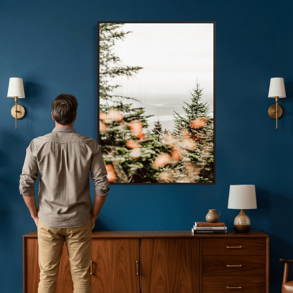 Fall Forest Wall Art Canvas Print | Soft Evergreen Woodland