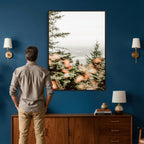 Fall Forest Wall Art Canvas Print | Soft Evergreen Woodland