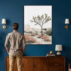 Joshua Tree Desert Wall Art Canvas Print, Minimal Southwest Landscape