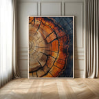 Rustic Wood Wall Art Canvas Print, Framed Tree Rings Nature Art, Earthy Tones Modern Rustic Decor