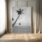 Black White Palm Tree Wall Art | Framed Ocean View Canvas