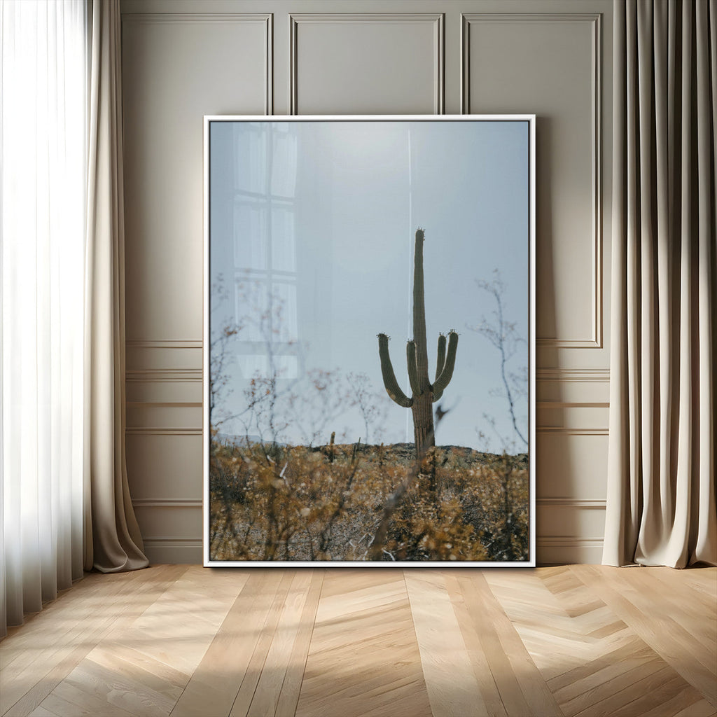 Saguaro Cactus Wall Art Canvas Print, Framed Desert Landscape Art, Southwestern Boho Decor