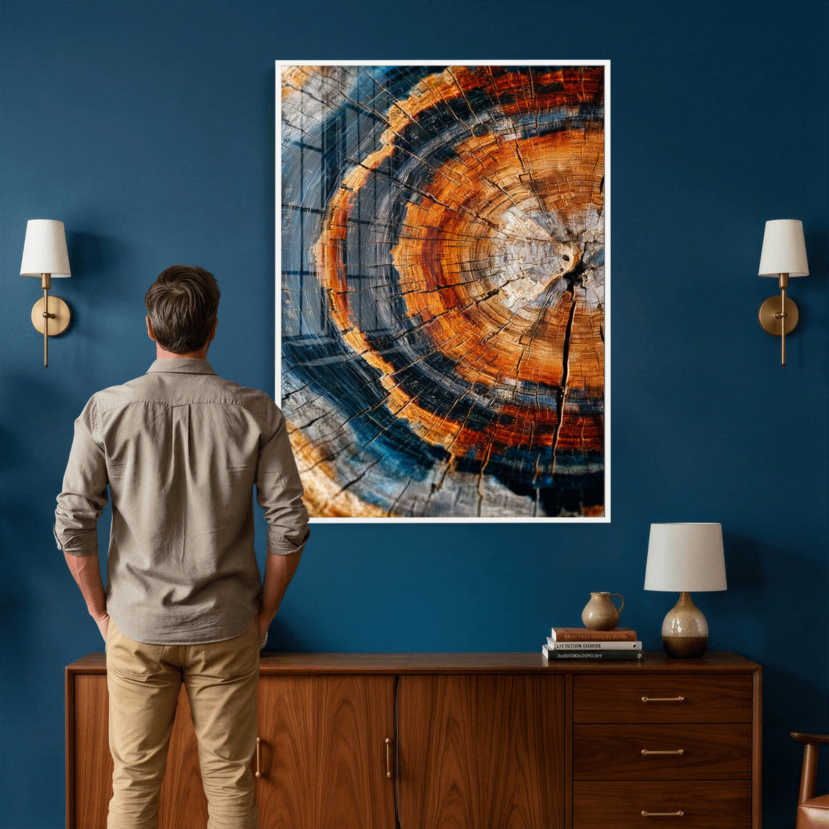 Abstract Wood Grain Canvas Print, Tree Ring Pattern Wall Art
