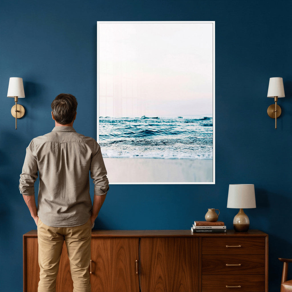 Ocean Wave Wall Art Canvas Print, Minimal Seascape