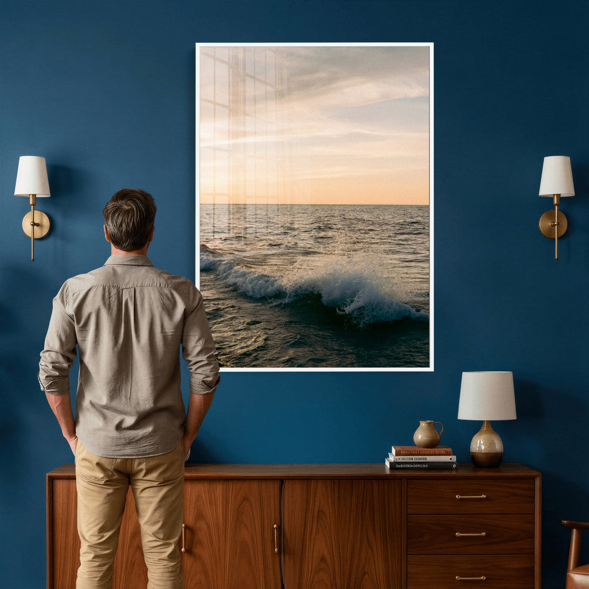 Ocean Wave Wall Art Canvas Print, Calm Coastal Nature Decor