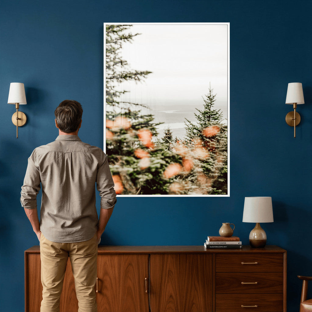 Fall Forest Wall Art Canvas Print | Soft Evergreen Woodland