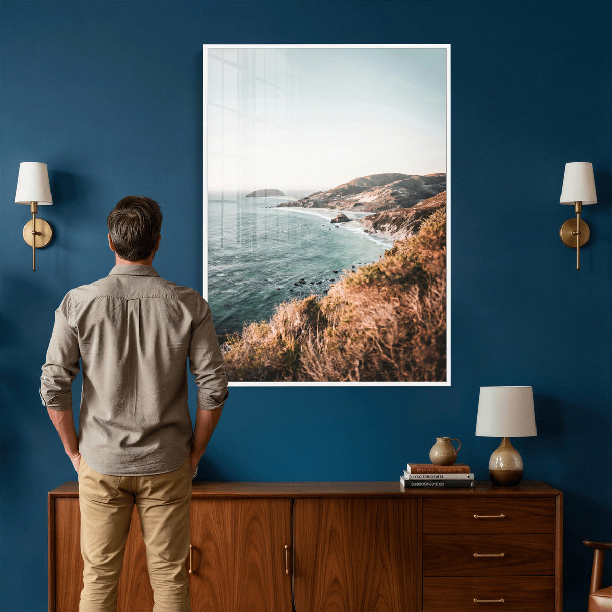 Coastal Cliffs Canvas Wall Art, Ocean Shoreline Photography