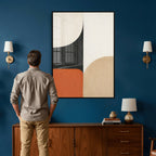 Geometric Abstract Wall Art Canvas Print, Orange Blue