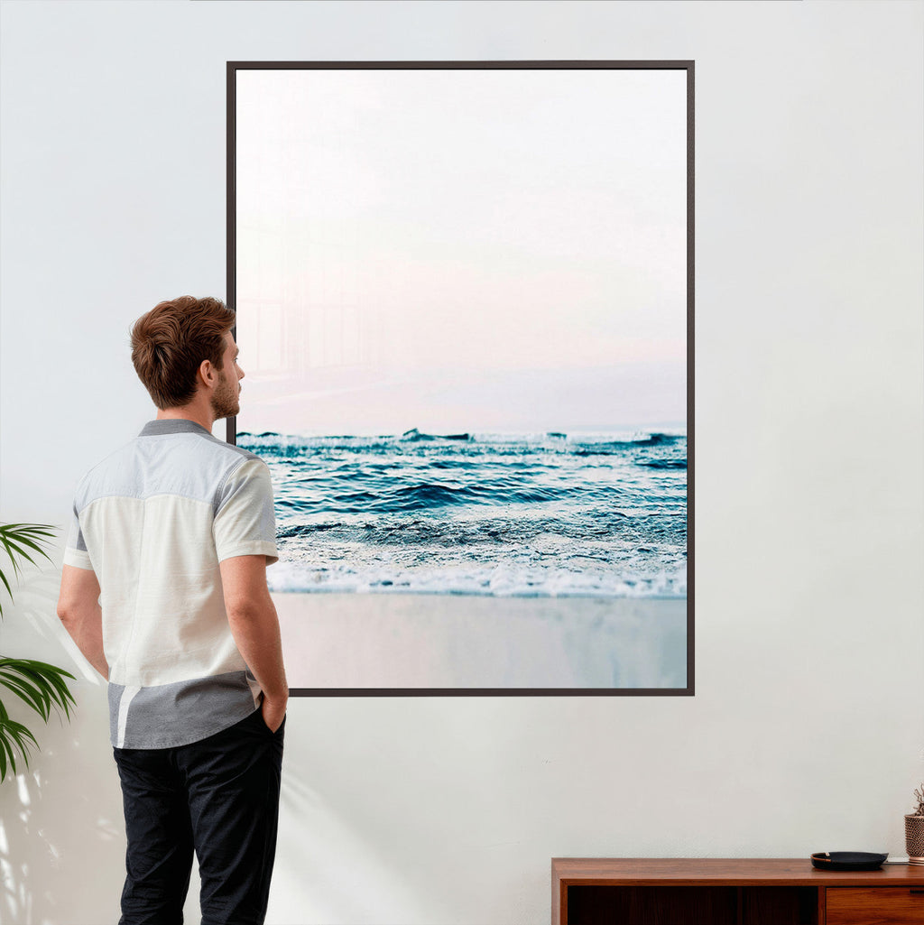 Ocean Wave Wall Art Canvas Print, Minimal Seascape