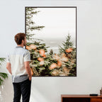 Fall Forest Wall Art Canvas Print | Soft Evergreen Woodland