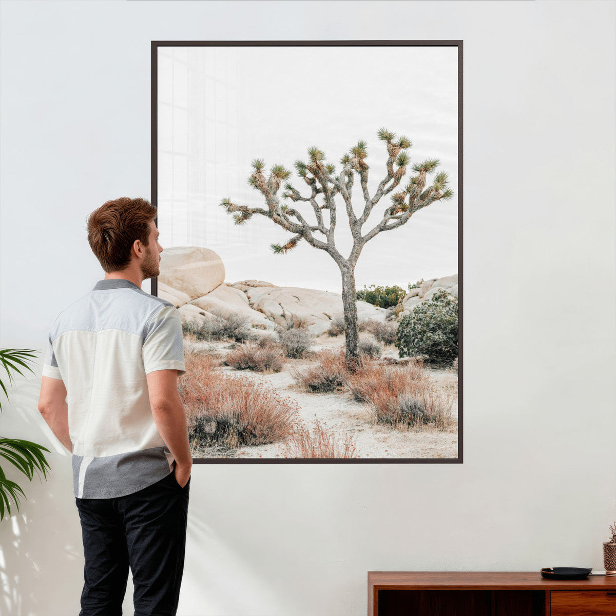 Joshua Tree Desert Wall Art Canvas Print, Minimal Southwest Landscape