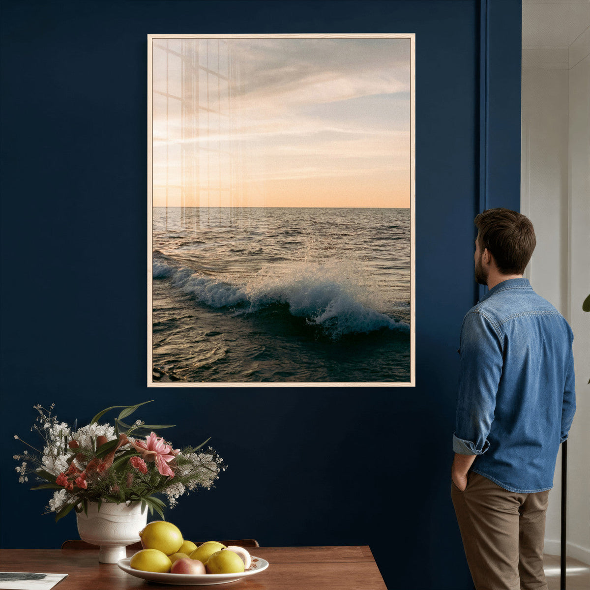 Ocean Wave Wall Art Canvas Print, Calm Coastal Nature Decor